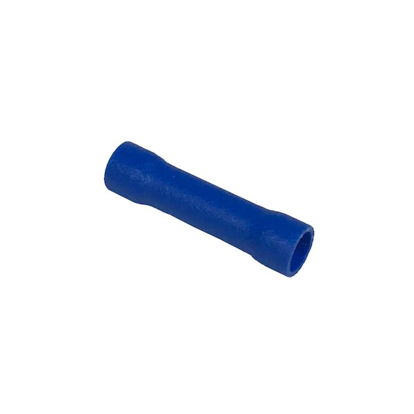Butt Terminals, PVC Insulated, 14-16 AWG Gauge Wire, Tin-Plated Copper, Blue, 100 PK